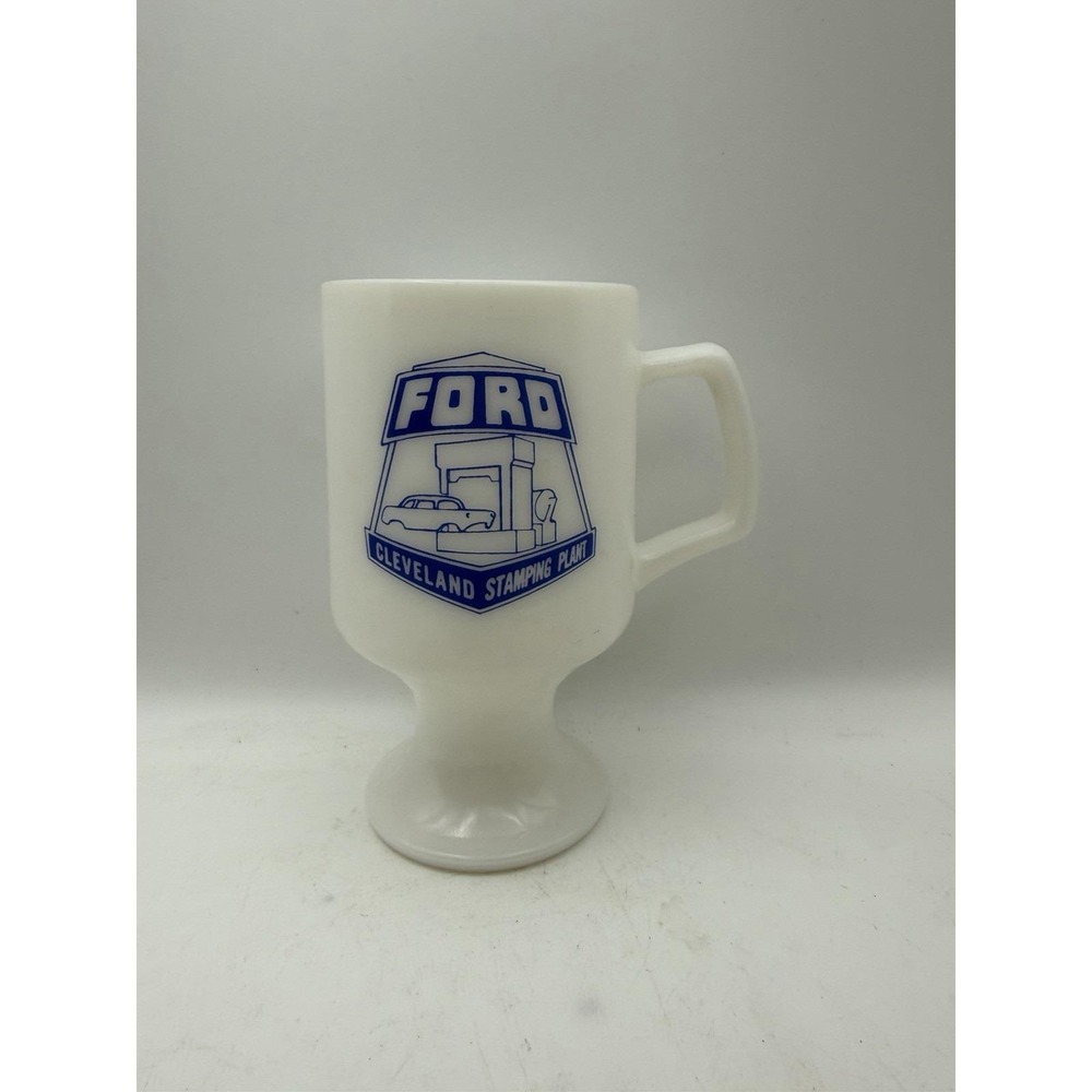 Vintage Ford‎ Cleveland Stamping Plant 75th Anniversary Milk Glass Mug Cup